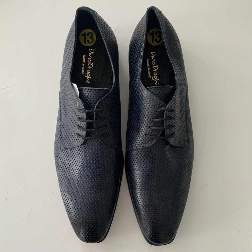 New Navy Blue Italian Leather Mens Dress Shoes